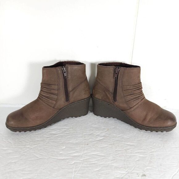 Keen Women's Zurich US 6 Brown Leather Side Zip Ankle Wedge Boots Booties - Picture 5 of 13